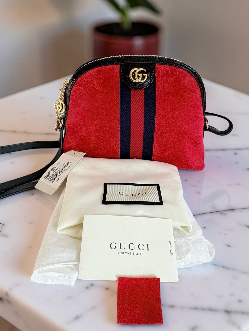 NWT Gucci Ophidia Red Suede Crossbody Bag BRB Web